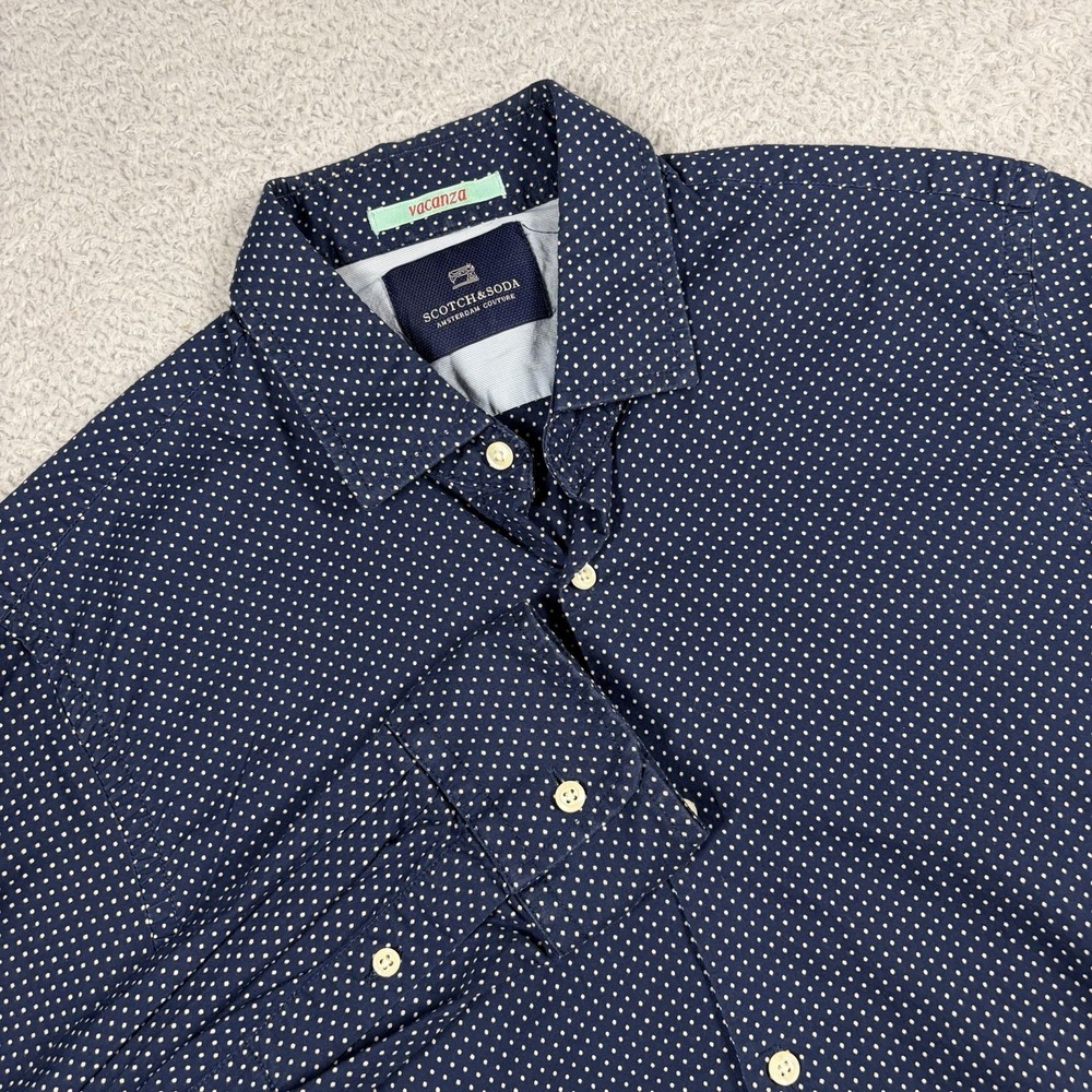 Scotch Soda Vacanza Shirt Mens Medium Navy Blue Pattern Amsterdam Couture - Picture 1 of 10